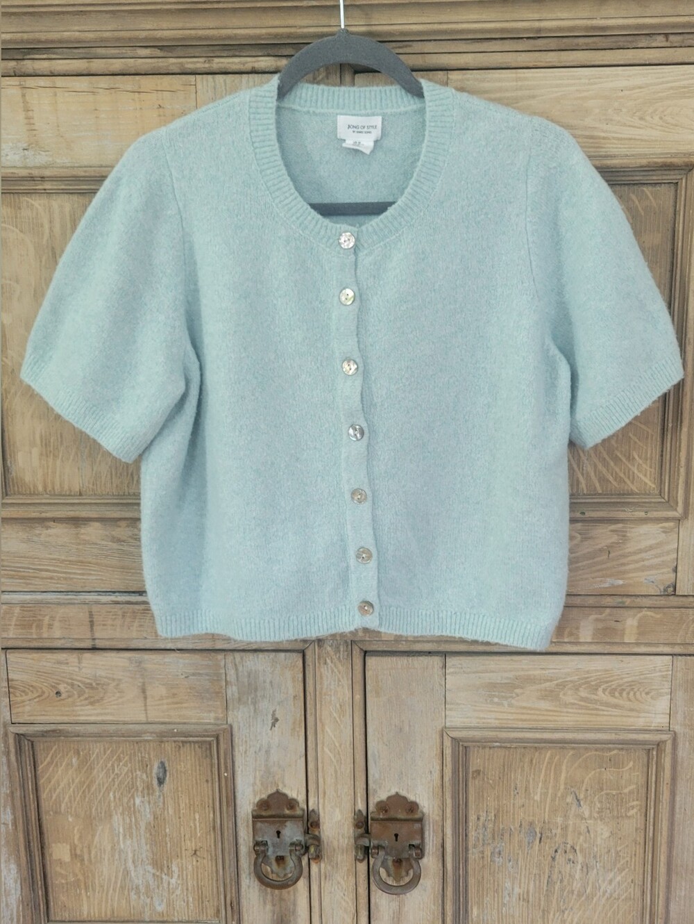 Song of Style Light Mint Short-Sleeve Button Cardigan